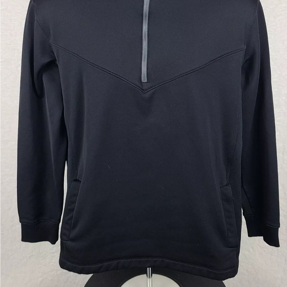 Nike Sweater Mens Large Black Solid Quarter Zip Tour Performance Therma Fit - Picture 3 of 10